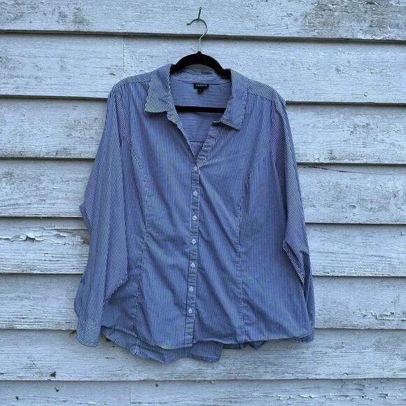 Torrid , navy and white striped button down women’s size 3 - Picture 1 of 6